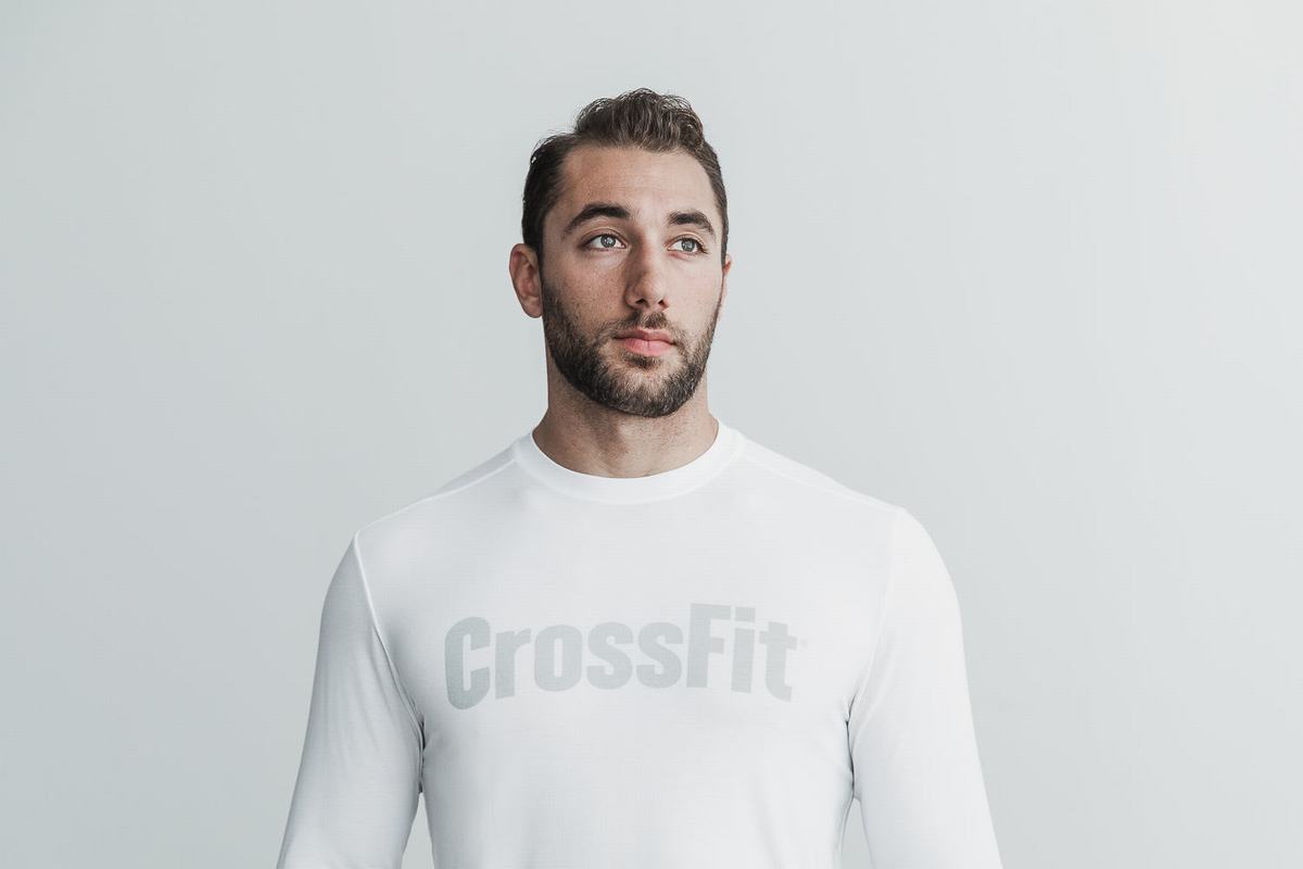 Nobull Crossfit® Men's Long Sleeves White | Australia (SD5364)